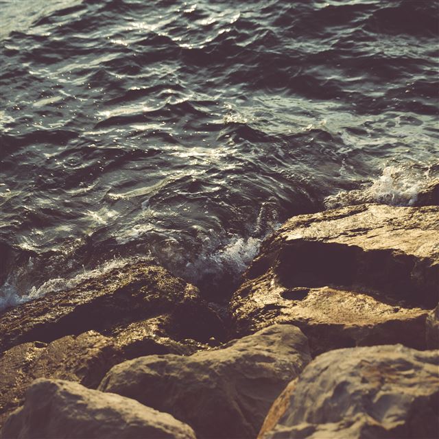 2048x2048 Stones Sea Waves - stones iPad Air Wallpaper