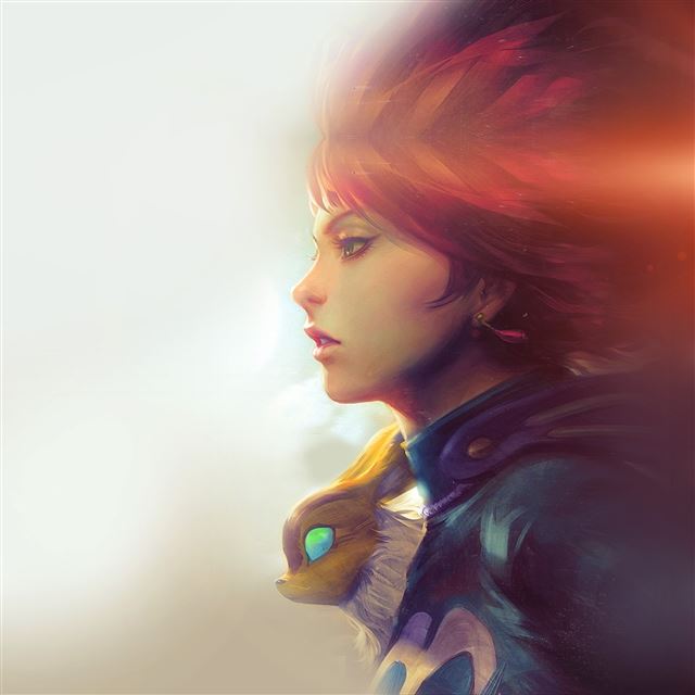 2048x2048 Girl Illust Anime Art Paint Fly Red Hair Flare - bokeh iPad Air Wallpaper