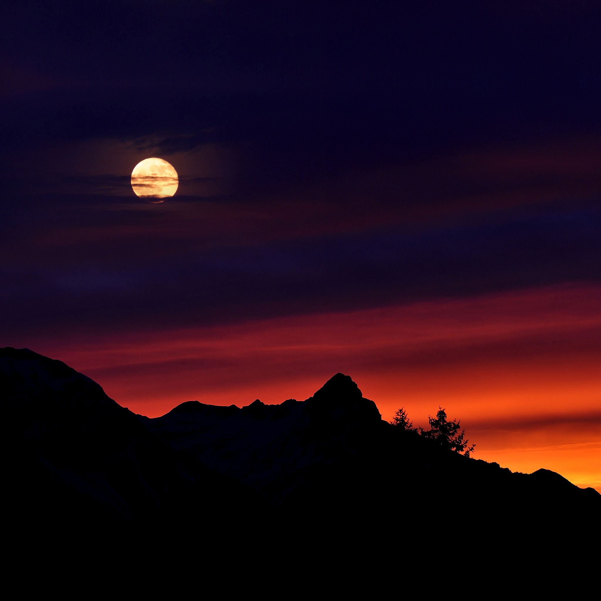 Mountain Picks Night Sunset Sky Red iPad Air wallpaper 