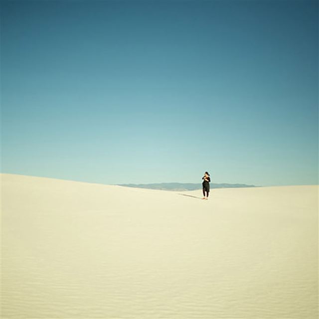 2048x2048 Wide Endless Lonely Walking Man Desert - wide iPad Air Wallpaper