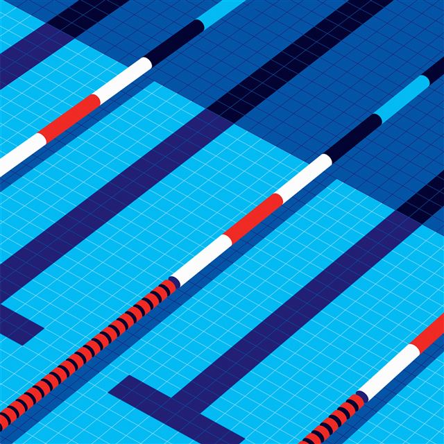 2048x2048 Minimal Swim Blue Illustration Art - shadow iPad Air Wallpaper