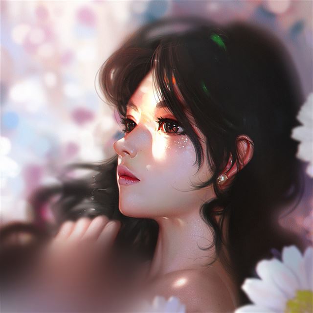 2048x2048 Daisy Cute Girl Illustration Art - dreamy iPad Air Wallpaper
