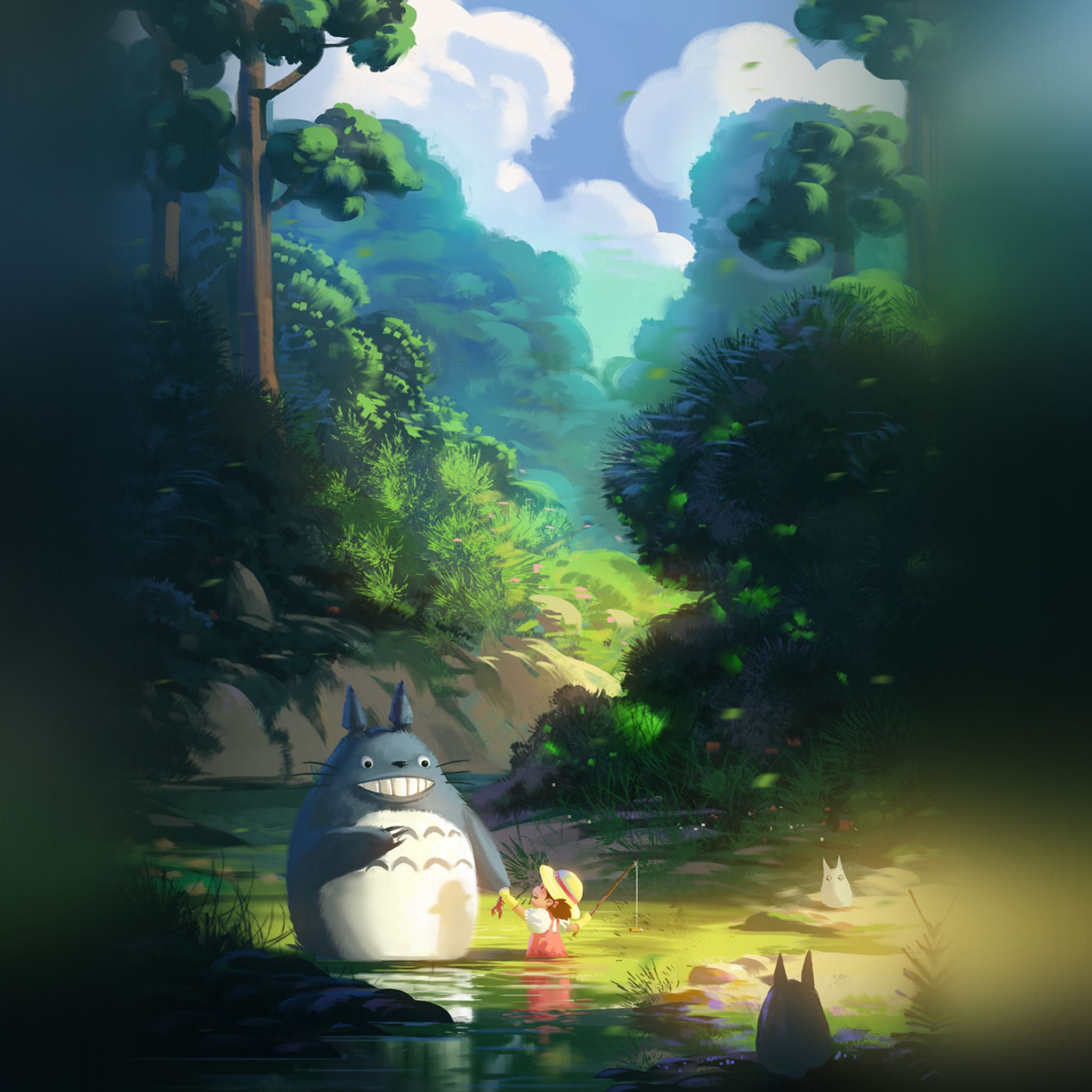 Totoro Anime Illustration Art iPad Air wallpaper 