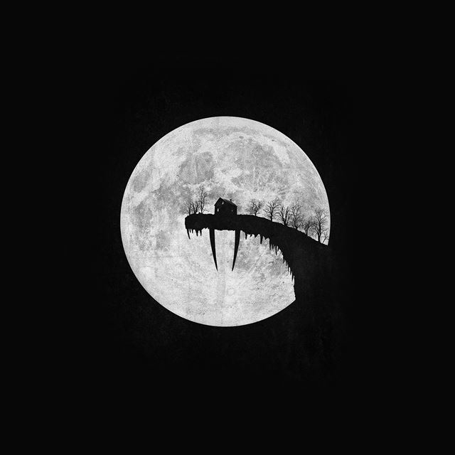 2048x2048 Tusk Moon Poster Illustration Art Dark Bw -  iPad Air Wallpaper