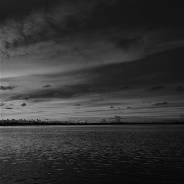 2048x2048 Sea Port Night Sunset Summer Dark Bw - port iPad Air Wallpaper
