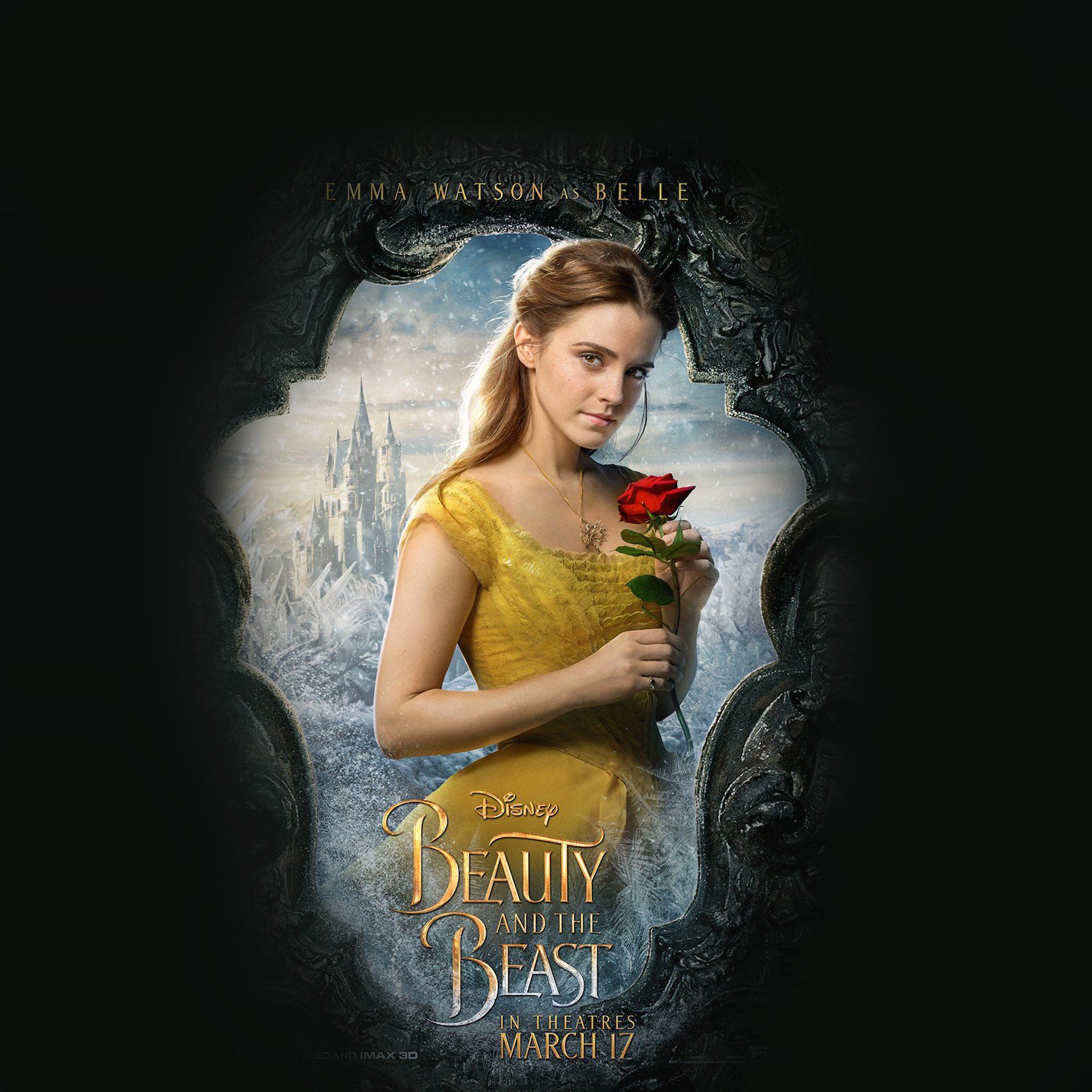 Beauty Beast Poster Disney Illustration Art iPad Air wallpaper 