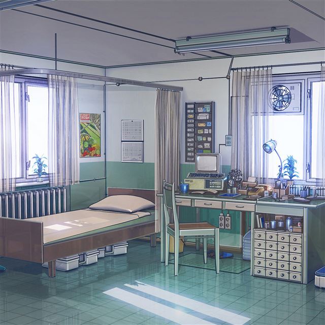 2048x2048 Anime Illustration Art Office - sunlight iPad Air Wallpaper