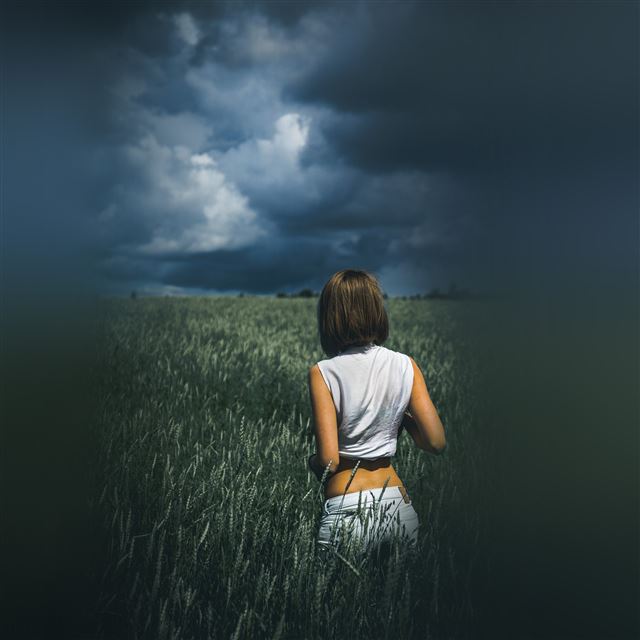 2048x2048 Girl Green Field Nature - field iPad Air Wallpaper