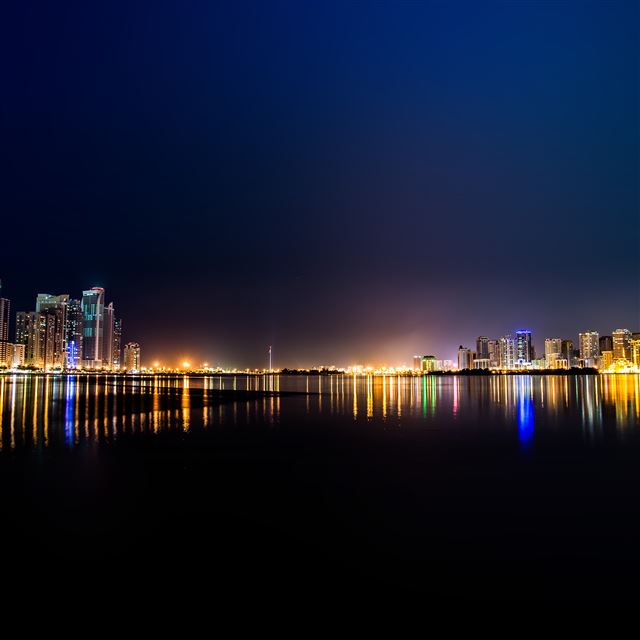 2048x2048 City Water River Night Light Bokeh - water iPad Air Wallpaper