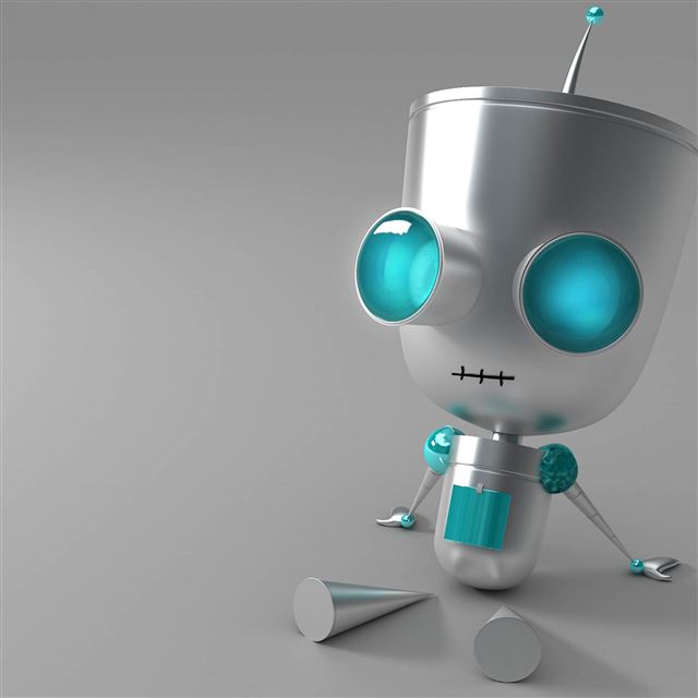 2048x2048 Abstract Little Robot Mechanics - silver iPad Air Wallpaper