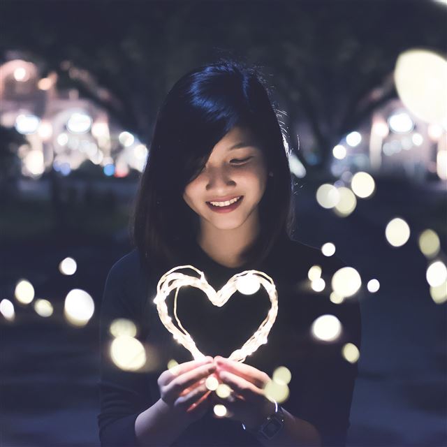 2048x2048 Love Girl Light Dark Night Bokeh -  iPad Air Wallpaper