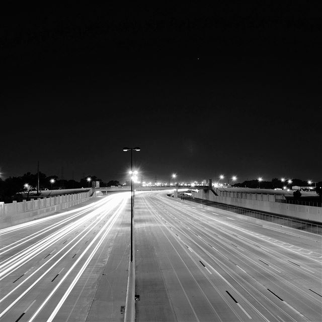 2048x2048 Road Street City Night Car Lights Dark Bw - street iPad Air Wallpaper