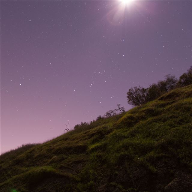 2048x2048 Night Mountain Sky Starry Nature - purple iPad Air Wallpaper