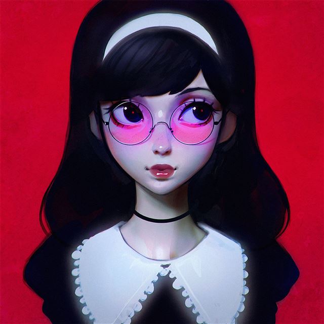 2048x2048 Llya Kuvshinov Red Girl Illustration Art -  iPad Air Wallpaper