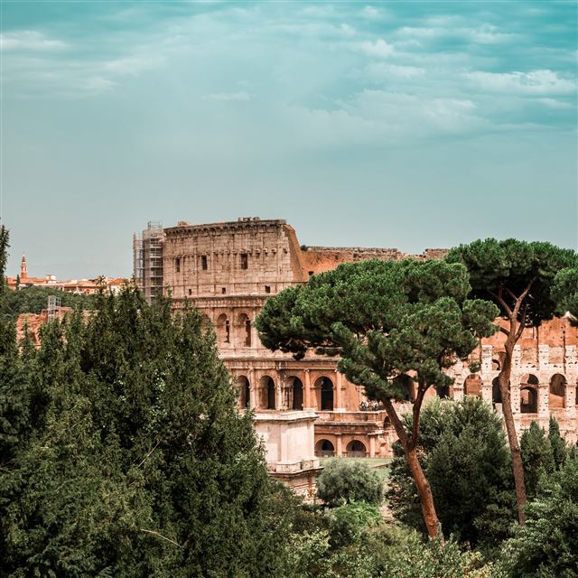 2048x2048 Colosseum Italy Rom Architecture - trees iPad Air Wallpaper