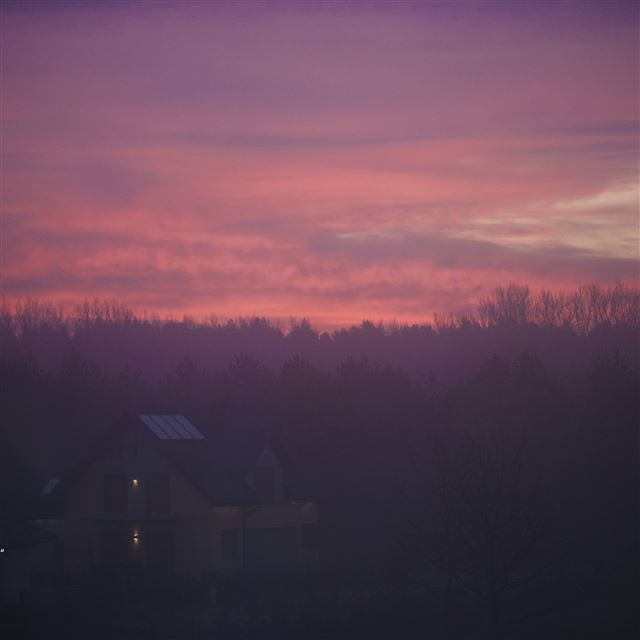 2048x2048 Red Sunset City Town Sky - view iPad Air Wallpaper