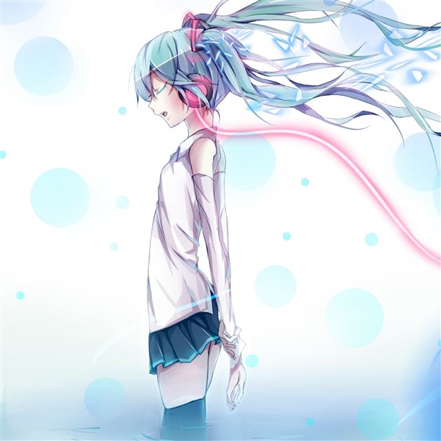 2048x2048 Vocaloid Hatsune Miku Headphones Wire Water -  iPad Wallpaper
