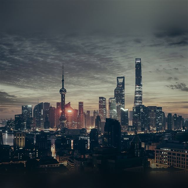 2048x2048 City Shanghai Night Building Skyline - view iPad Air Wallpaper