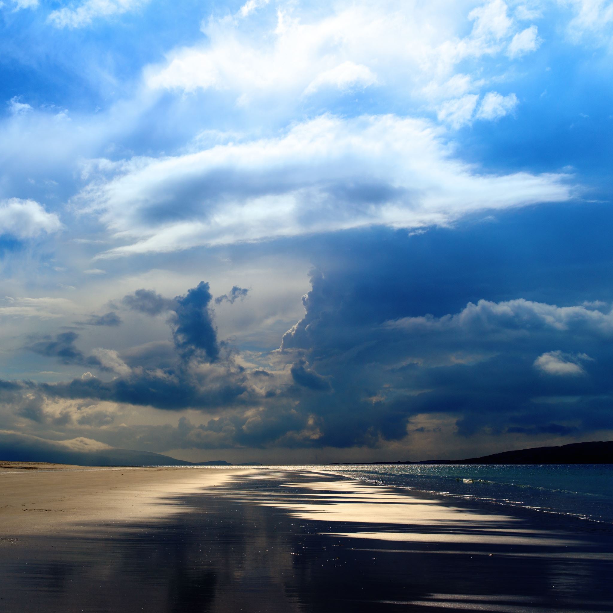 Sea Ocean Evening Beach Sand Sky Clouds iPad Air wallpaper 