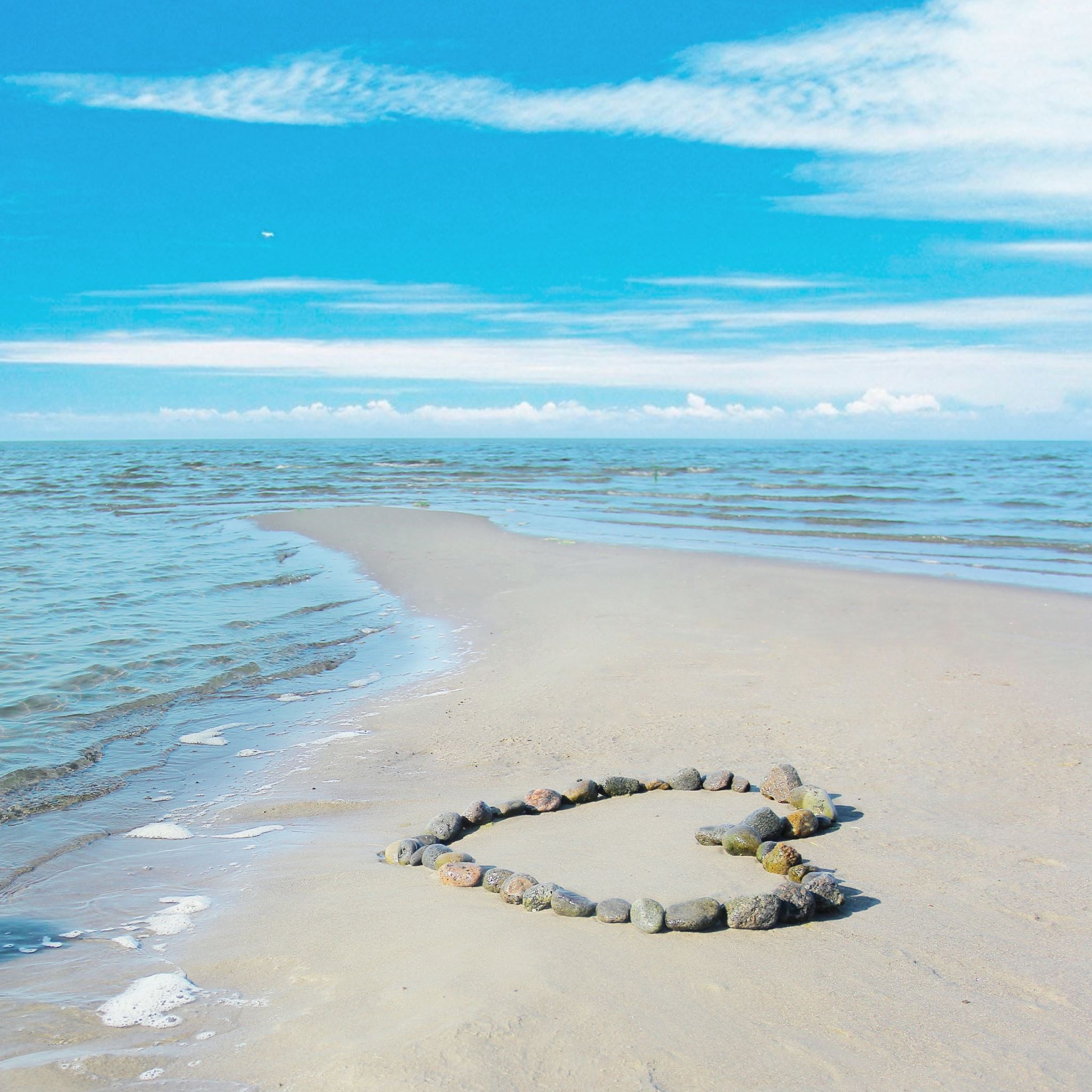 Sea Love Romance Sun Water Sand Rocks Clouds Landscape Waves Beauty Coast Beach iPad Air wallpaper 