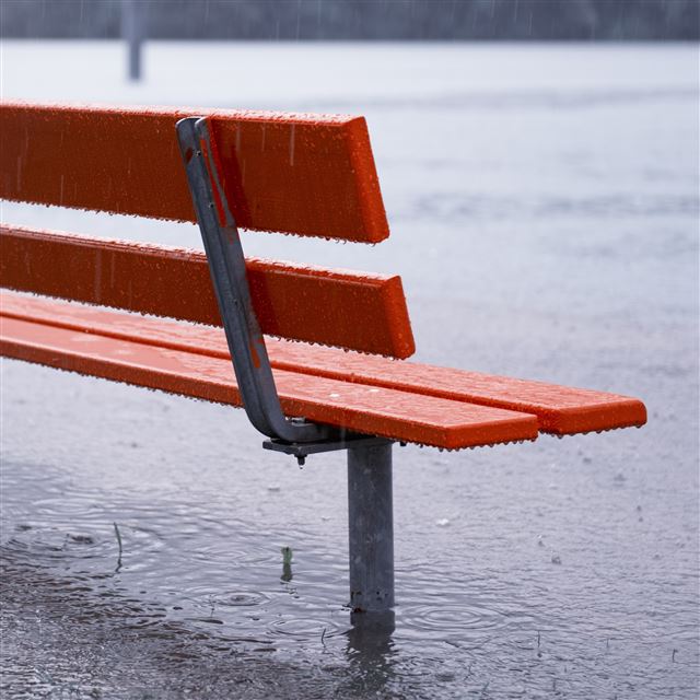 2048x2048 Bench Rain Downpour Puddles - bench iPad Air Wallpaper