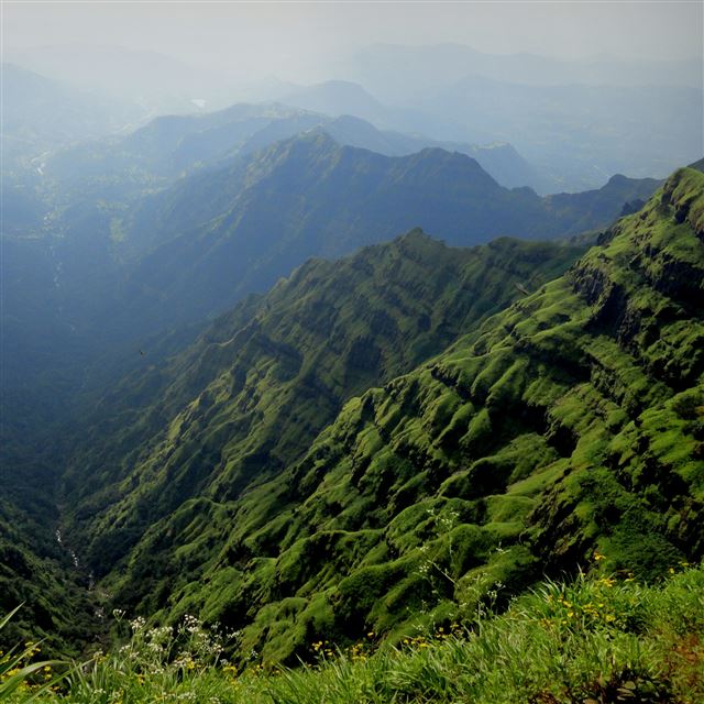 2048x2048 Mountains Fog Landscape - green iPad Air Wallpaper