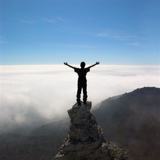 2048x2048 Silhouette People Rocks Sky Top - silhouette iPad Air Wallpaper