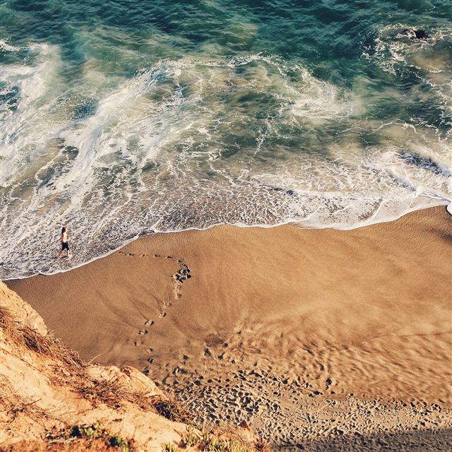 2048x2048 Nature Beach Sea Landscape - cyan iPad Air Wallpaper