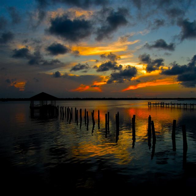 2048x2048 River sunset - river iPad Air Wallpaper