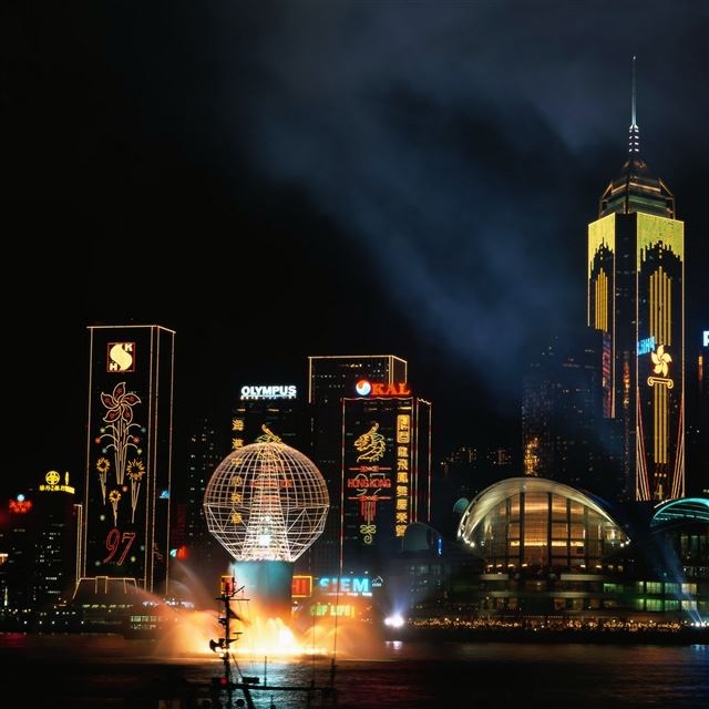 2048x2048 Tokyo night landscape buildings skyscrapers - night iPad Air Wallpaper