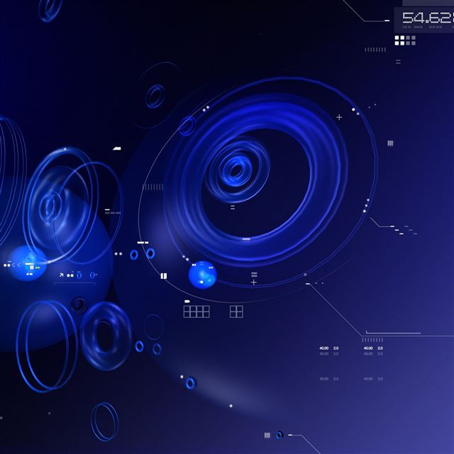 2048x2048 Circles shape blue form system - black iPad Air Wallpaper