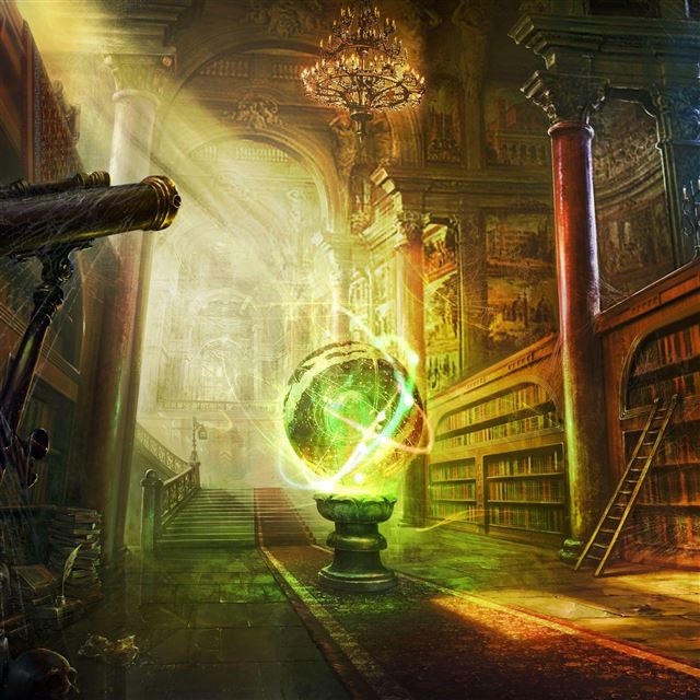 2048x2048 Magic ball library columns castle - green iPad Air Wallpaper