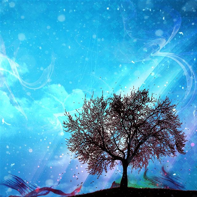2048x2048 Tree art paint drawing - black iPad Air Wallpaper