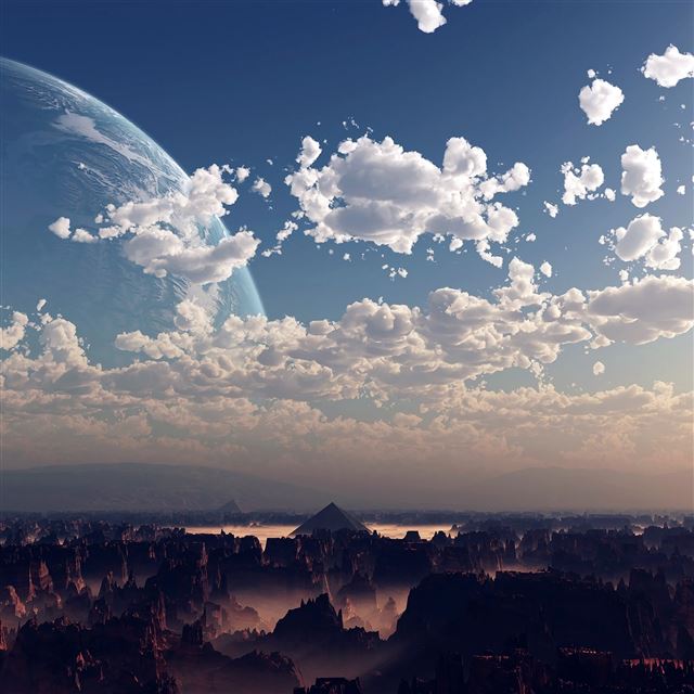 2048x2048 Sky space blue illustration art cloud - cloud iPad Air Wallpaper
