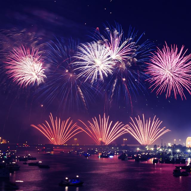 2048x2048 Firework city sky - purple iPad Air Wallpaper
