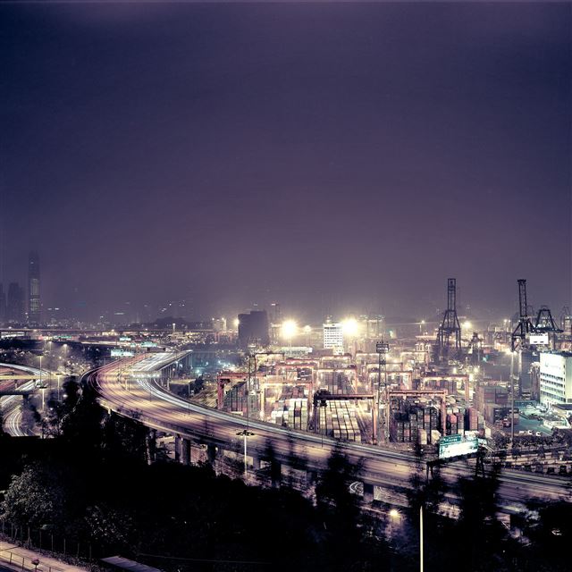2048x2048 City Purple Night - night iPad Air Wallpaper