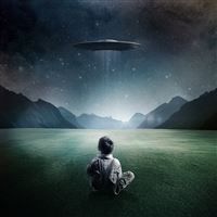 Boy and UFO wallpaper
