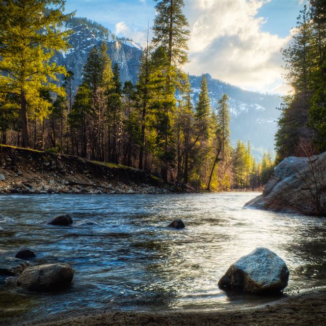 2048x2048 Along the River - river iPad Air Wallpaper