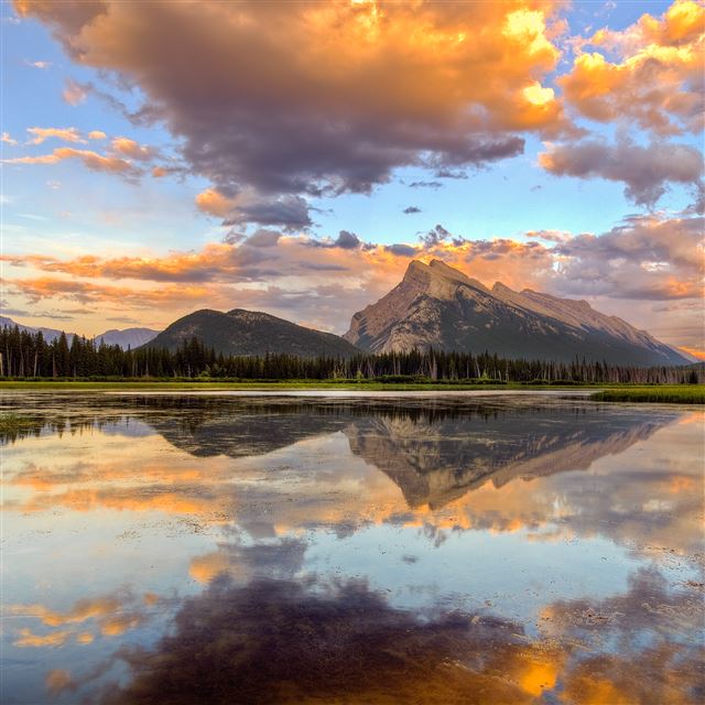2048x2048 Rundle Mountain - lake iPad Air Wallpaper