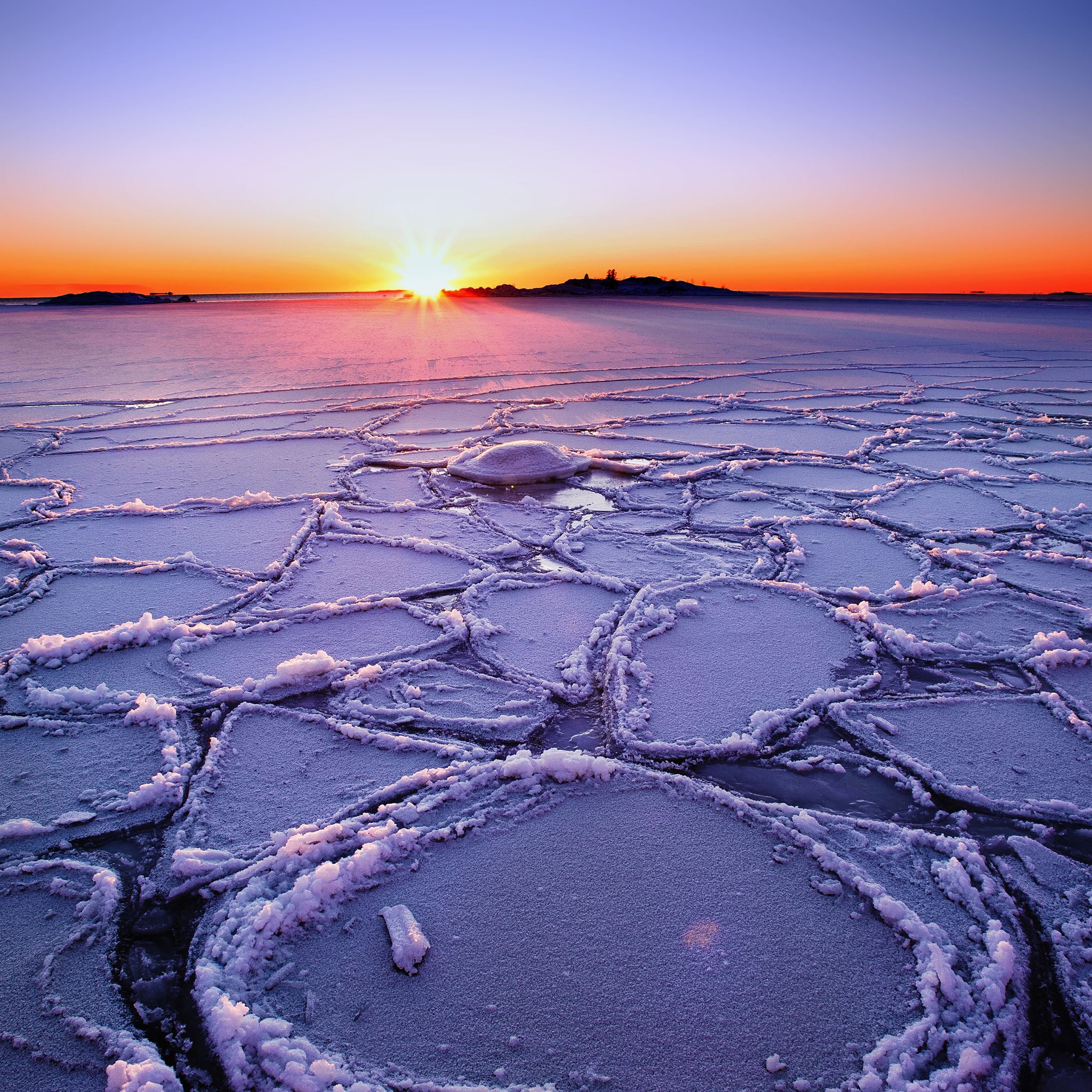 Winter Lake Sunset iPad Air wallpaper 