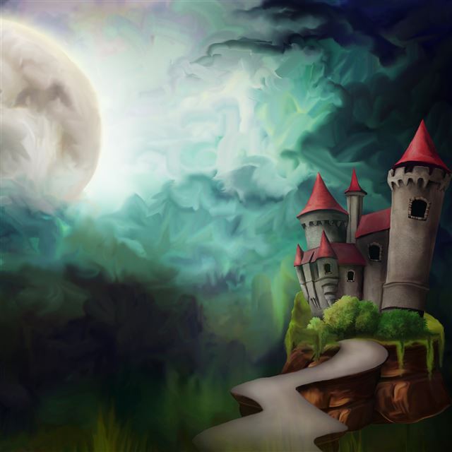 2048x2048 Castle and Moon -  iPad Air Wallpaper