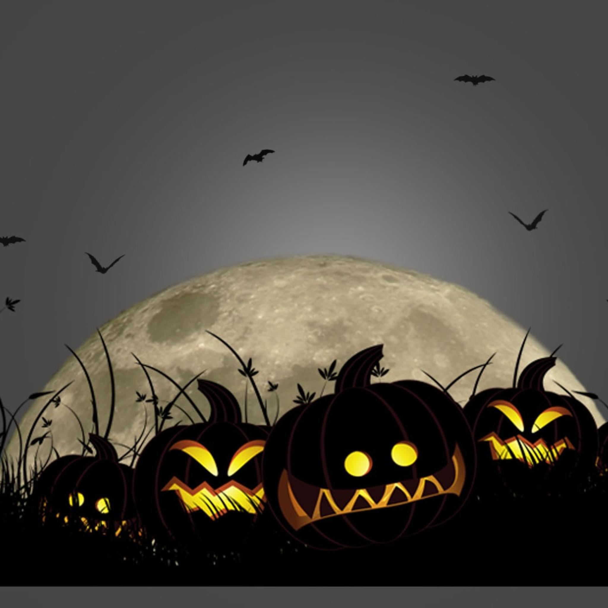 Full moon night pumpkin iPad Air wallpaper 
