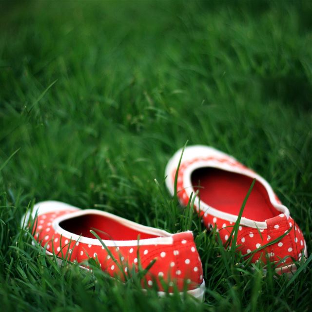 2048x2048 Red Shoes in the grass - bokeh iPad Air Wallpaper