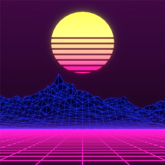 2048x2048 neon retrowave minimalism 4k -  iPad Air Wallpaper