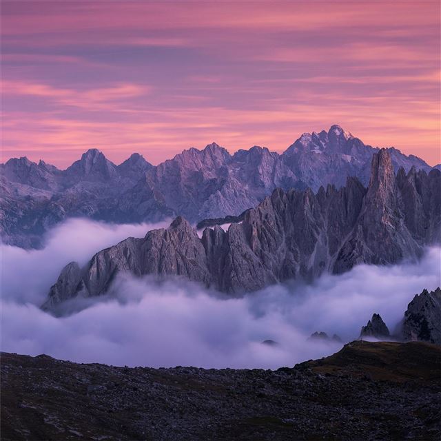 2048x2048 post sunset fog mountains - fog iPad Air Wallpaper