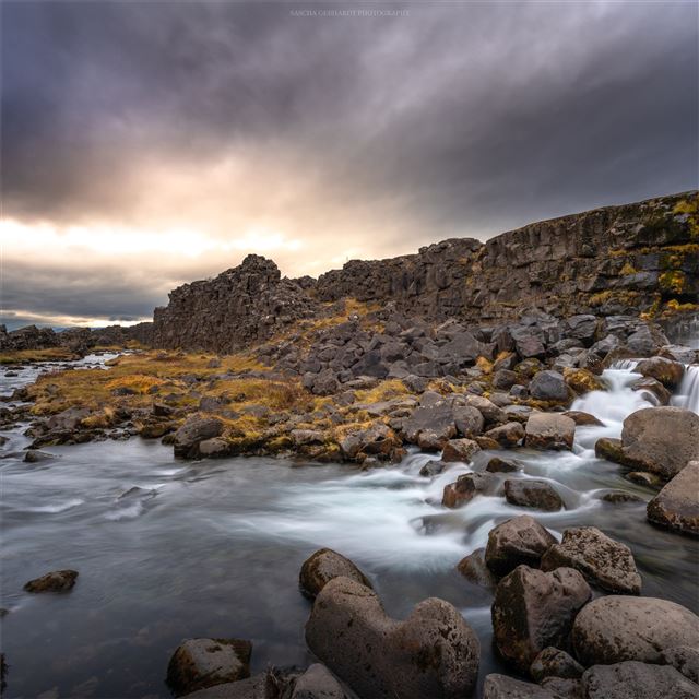 2048x2048 rocks waterfall 8k - waterfall iPad Air Wallpaper