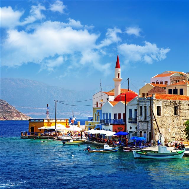 2048x2048 Beautiful Greece Corner - cyan iPad Air Wallpaper