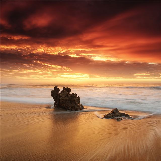 2048x2048 long exposure beach waves 4k - waves iPad Air Wallpaper