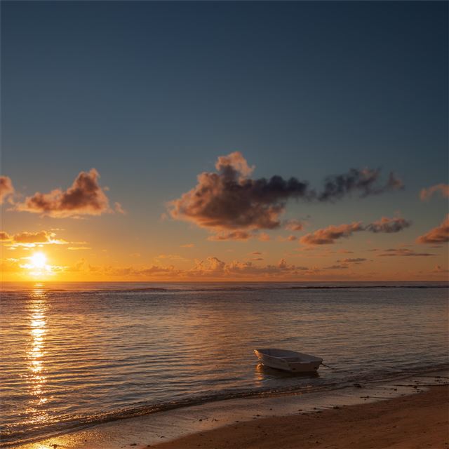 2048x2048 boat sea beach sunset 5k - boat iPad Air Wallpaper