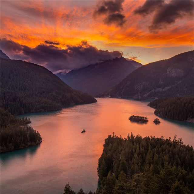 2048x2048 lake diablo at sunset 5k - lake iPad Air Wallpaper